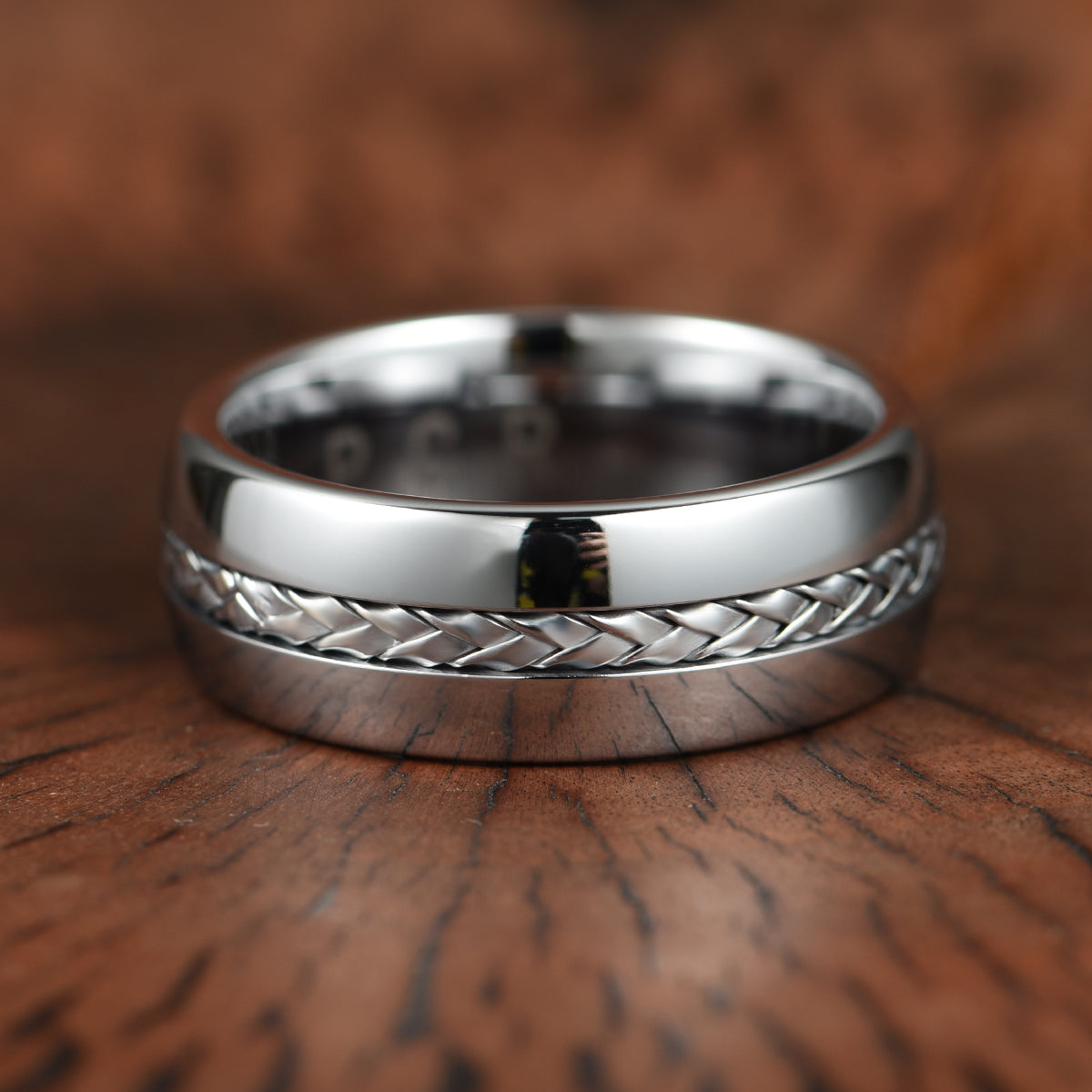 Tungsten Braid Inlay Men's Wedding Band 8MM - PRISTINE RINGS