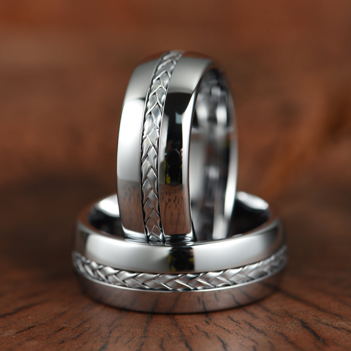Tungsten Braid Inlay Men's Wedding Band 8MM - PRISTINE RINGS