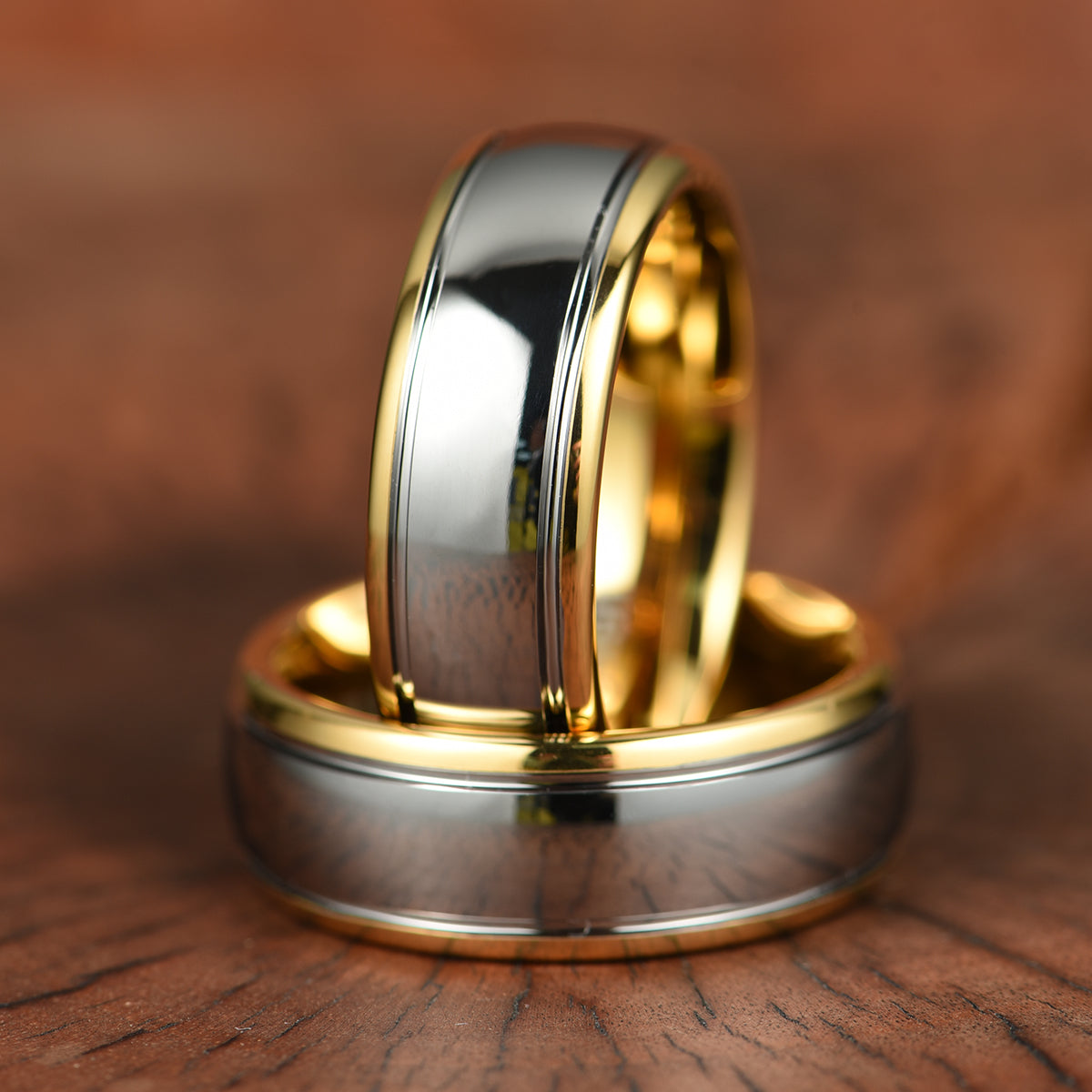 Two Tone Tungsten Men's Wedding Band 8MM - PRISTINE RINGS