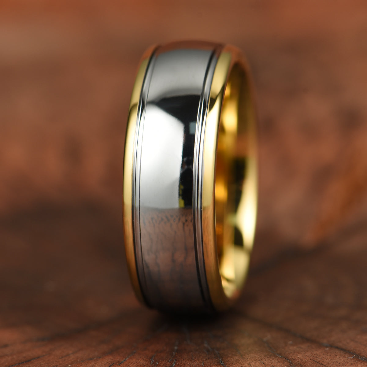 Two Tone Tungsten Men's Wedding Band 8MM - PRISTINE RINGS