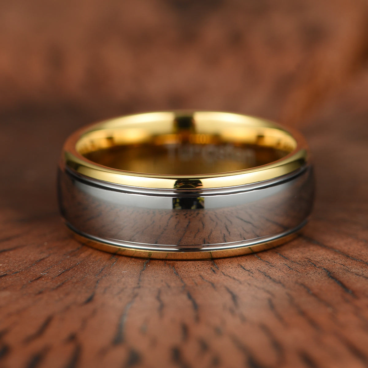 Two Tone Tungsten Men's Wedding Band 8MM - PRISTINE RINGS