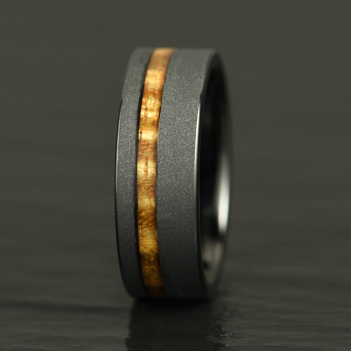 Hawaiian Koa Wood Sandblasted Tungsten Mens Wedding Band 8MM - PRISTINE RINGS
