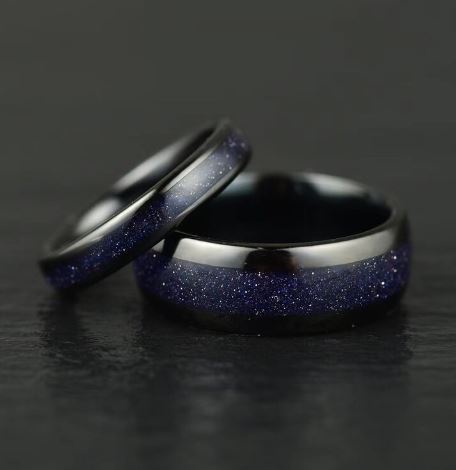 Crushed Sand Stone Tungsten Women's Wedding Band 4MM - PRISTINE RINGS