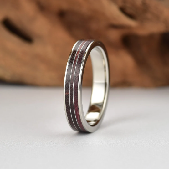 Purple Heartwood Tungsten Women's Wedding Band 4MM - PRISTINE RINGS