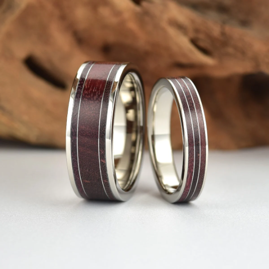 Purple Heartwood Tungsten Men's Wedding Band 8MM - PRISTINE RINGS