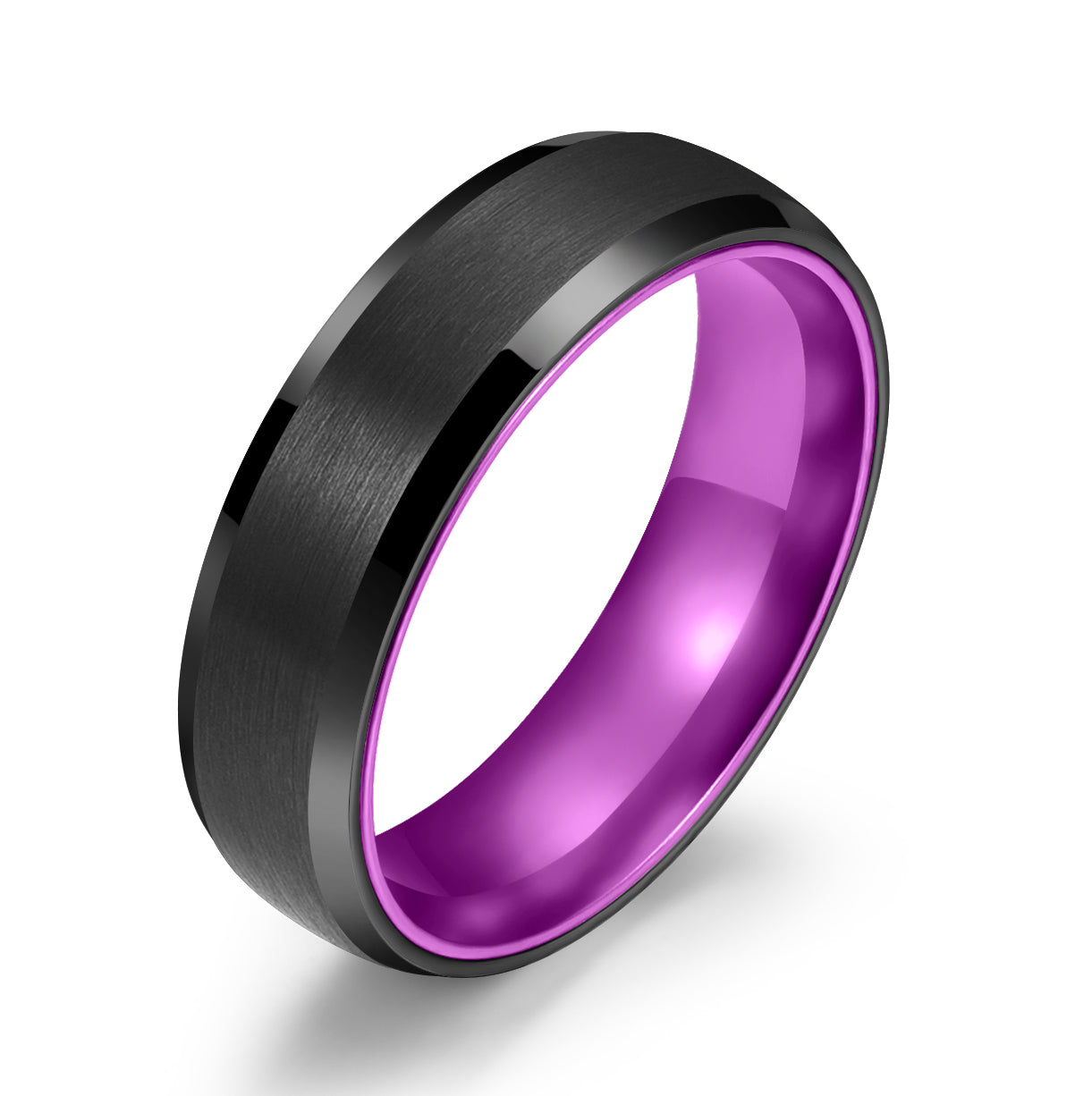 Pristine Passion Purple Interior Tungsten Wedding Band 6MM - PRISTINE RINGS