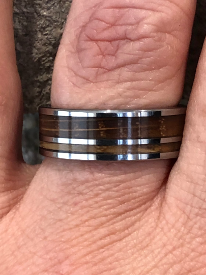 Tungsten Whiskey Barrel Wood Men's Wedding Band 8MM - PRISTINE RINGS