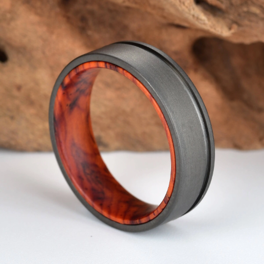 Titanium Cocobolo Men's Wedding Band 6MM - PRISTINE RINGS