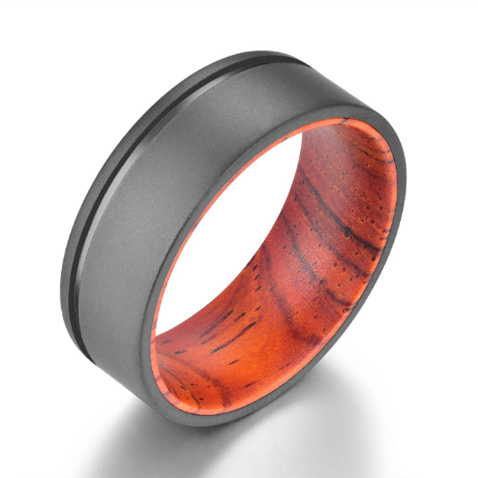 Titanium Cocobolo Men's Wedding Band 8MM - PRISTINE RINGS