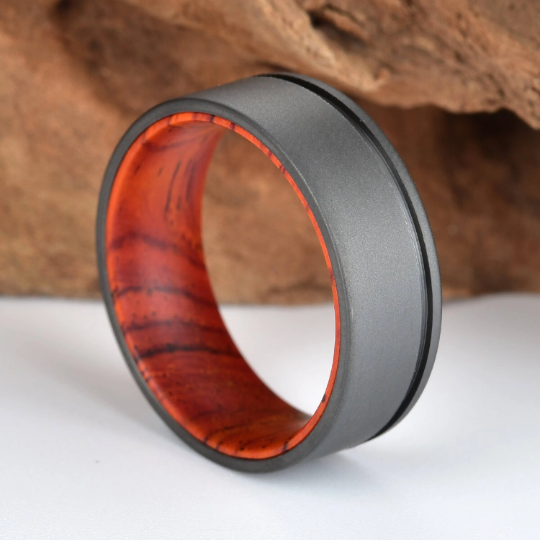 Titanium Cocobolo Men's Wedding Band 8MM - PRISTINE RINGS