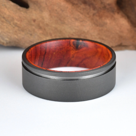 Titanium Cocobolo Men's Wedding Band 8MM - PRISTINE RINGS