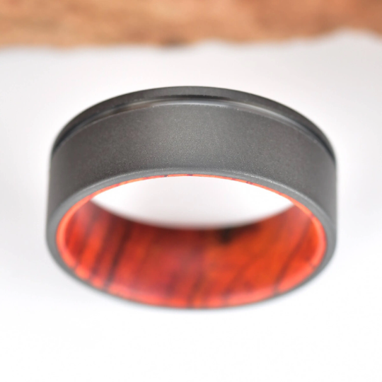 Titanium Cocobolo Men's Wedding Band 8MM - PRISTINE RINGS