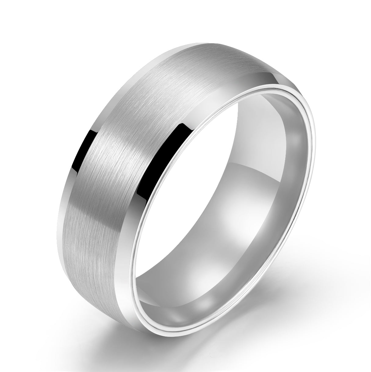 Pristine Passion Silver Interior Silver Tungsten Wedding Band 8MM