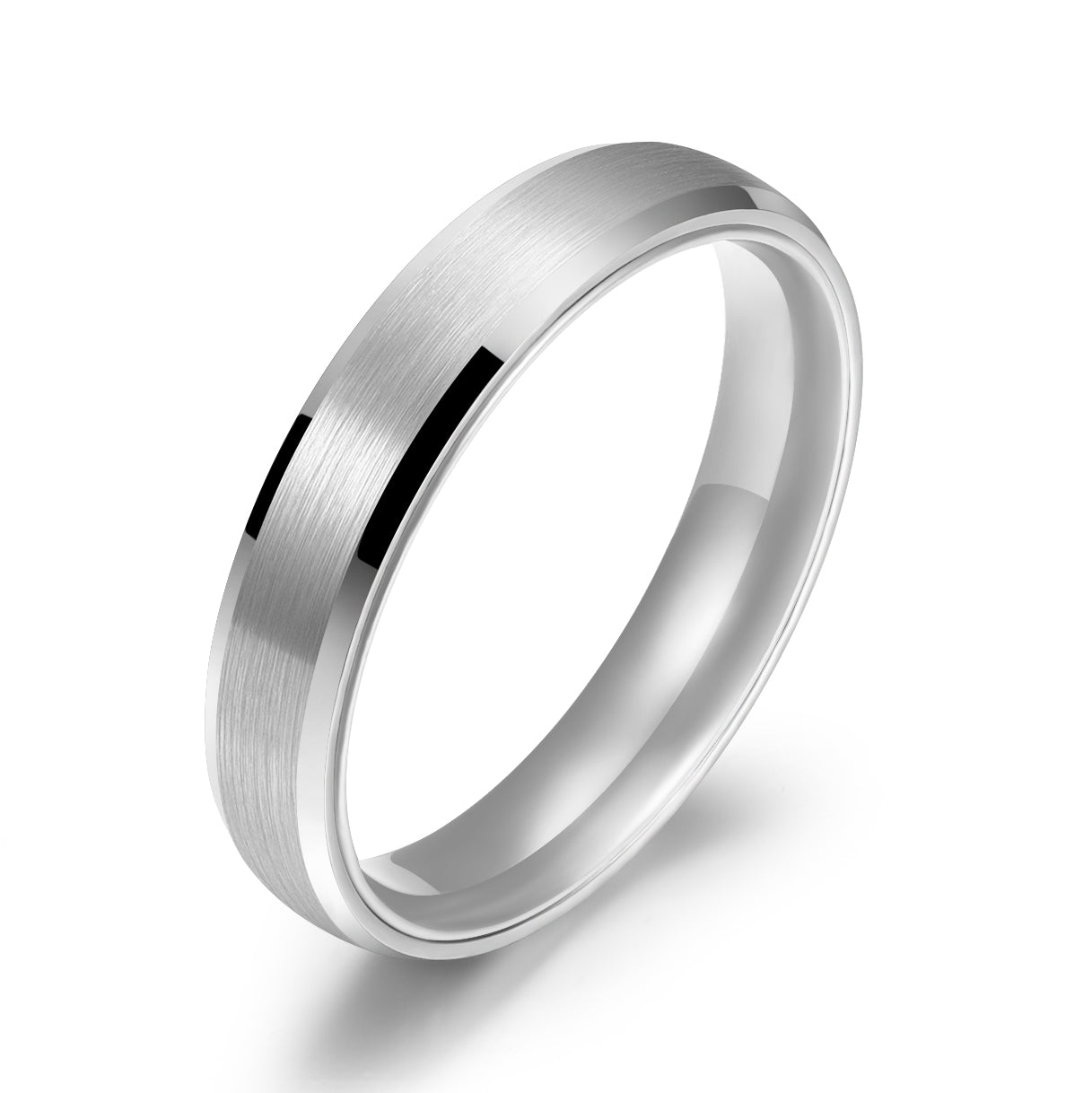 Pristine Passion Silver Interior Silver Tungsten Wedding Band 4MM