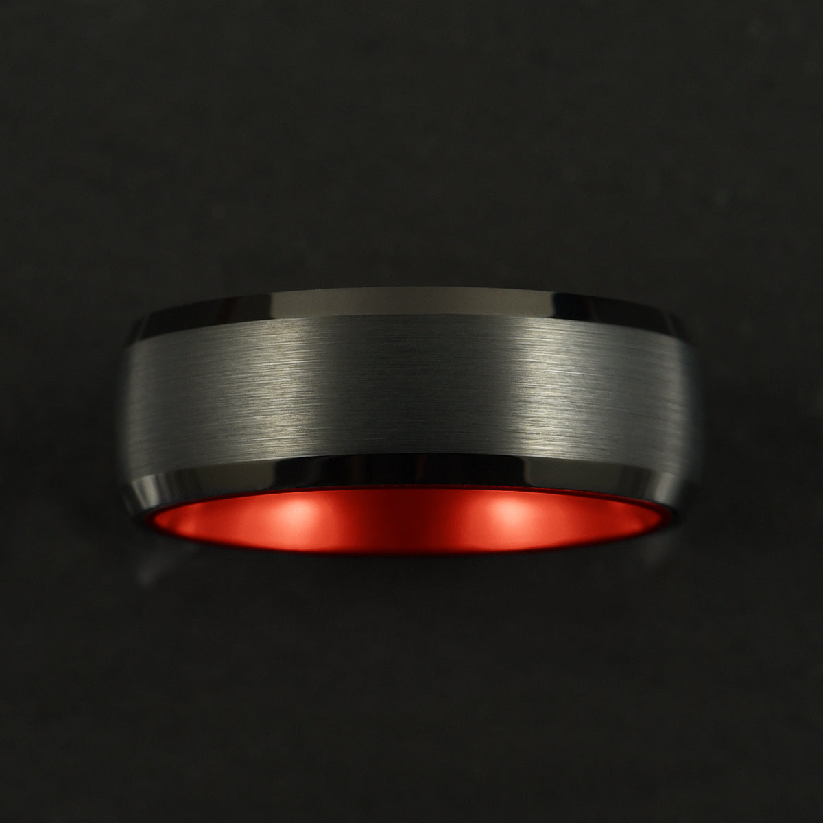 Pristine Passion Red Interior Tungsten Wedding Band 8MM