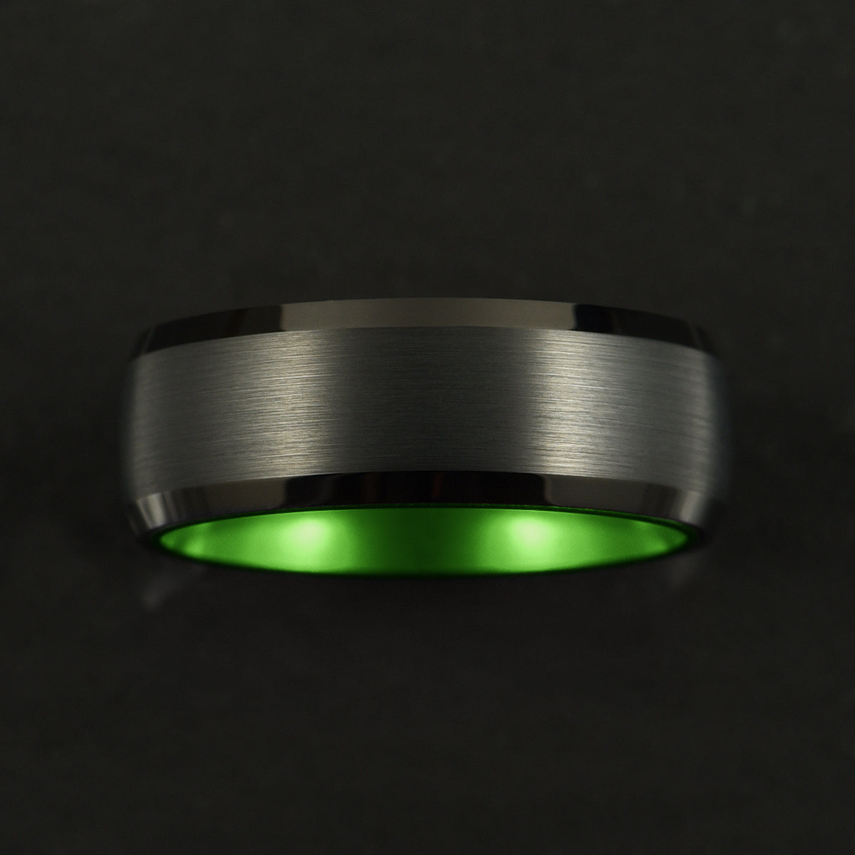 Pristine Passion Green Interior Tungsten Wedding Band 8MM