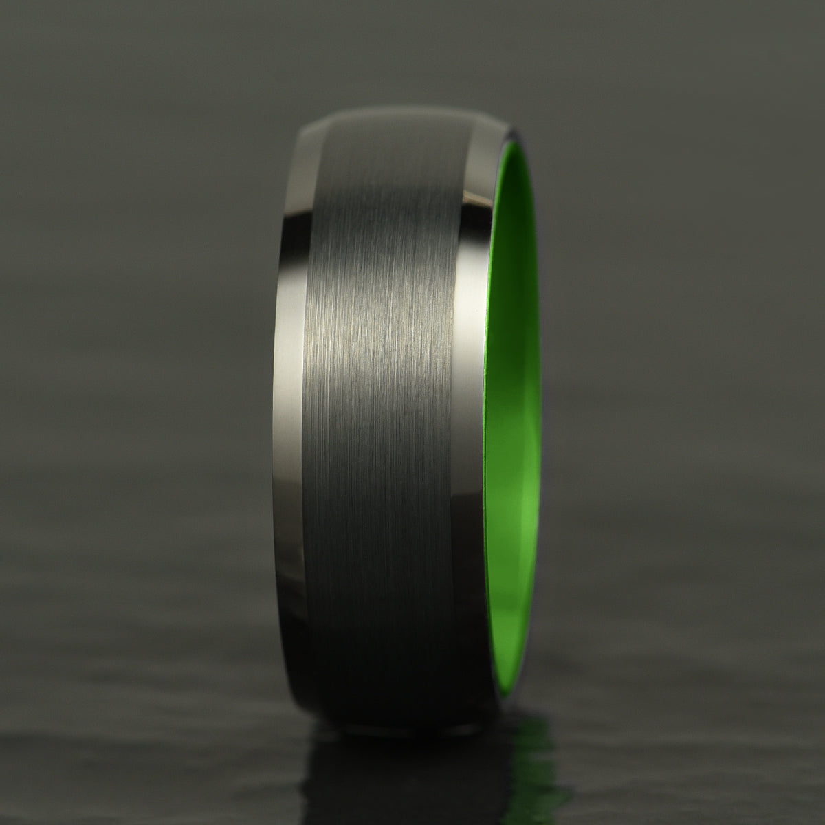 Pristine Passion Green Interior Tungsten Wedding Band 8MM