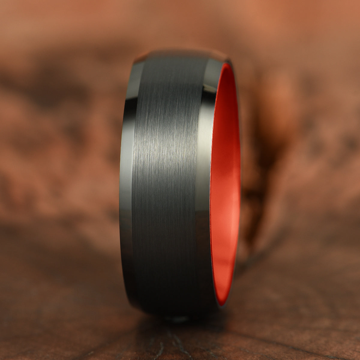 Pristine Passion Red Interior Tungsten Wedding Band 8MM