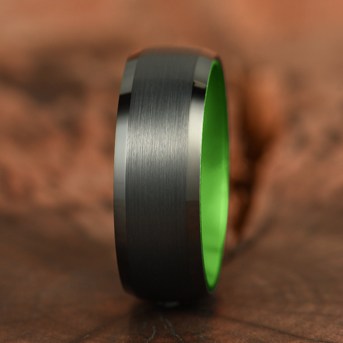 Pristine Passion Green Interior Tungsten Wedding Band 8MM