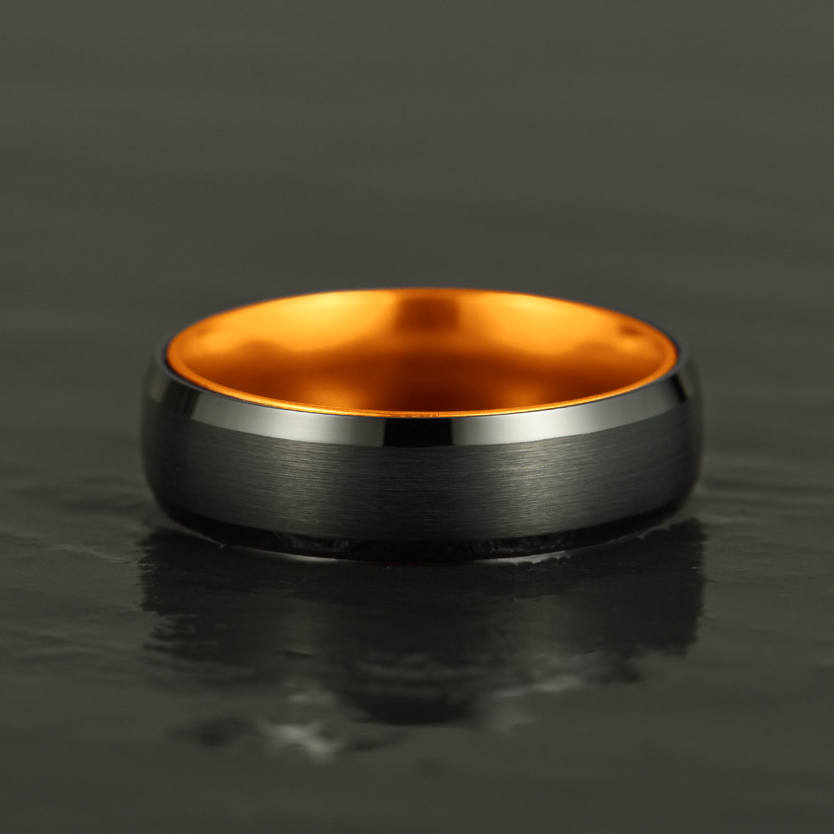 Pristine Passion Orange Interior Tungsten Men's Wedding Band 6MM - PRISTINE RINGS