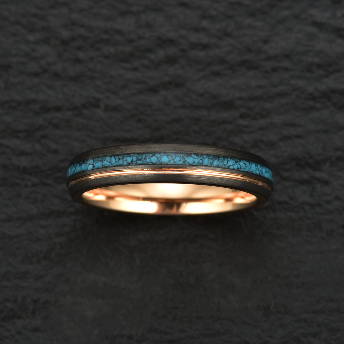 Turquoise Rose Tungsten Wedding Band 4MM