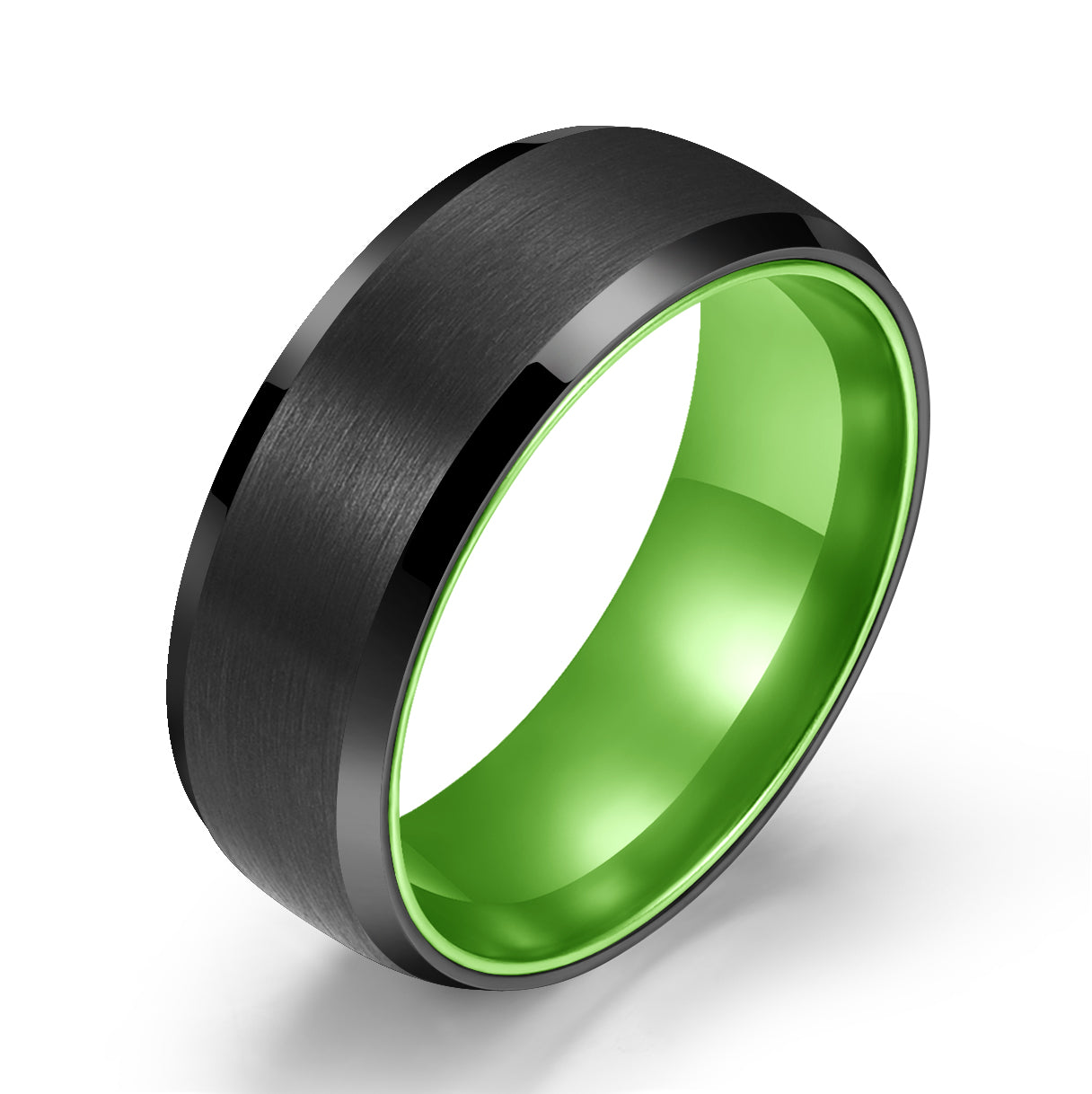 Pristine Passion Green Interior Tungsten Wedding Band 8MM