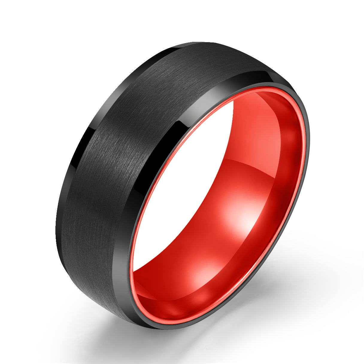 Pristine Passion Red Interior Tungsten Wedding Band 8MM