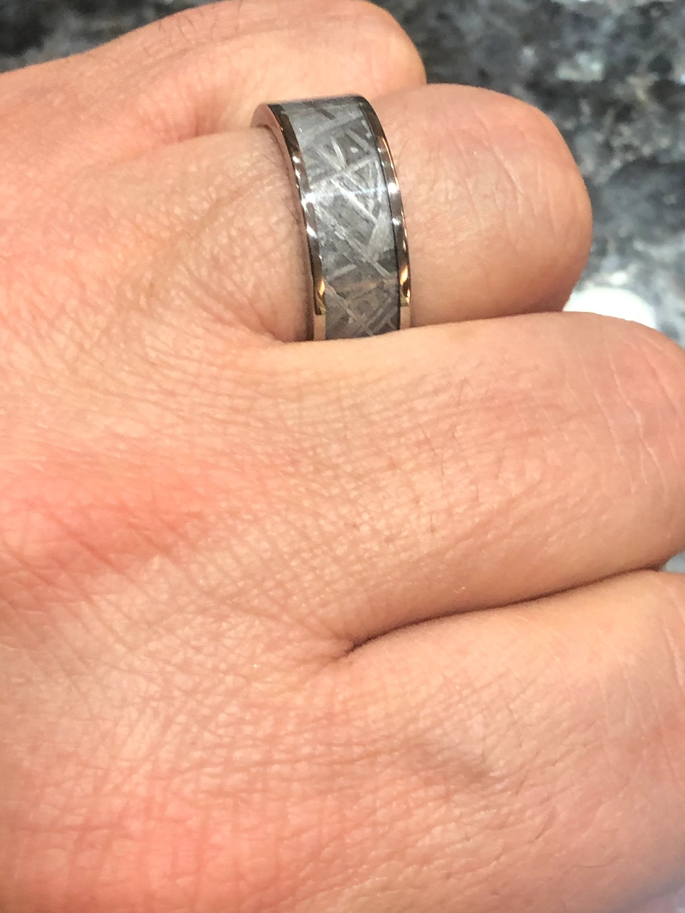 Muonionalusta Meteorite Tungsten Mens Wedding Band 8MM - PRISTINE RINGS