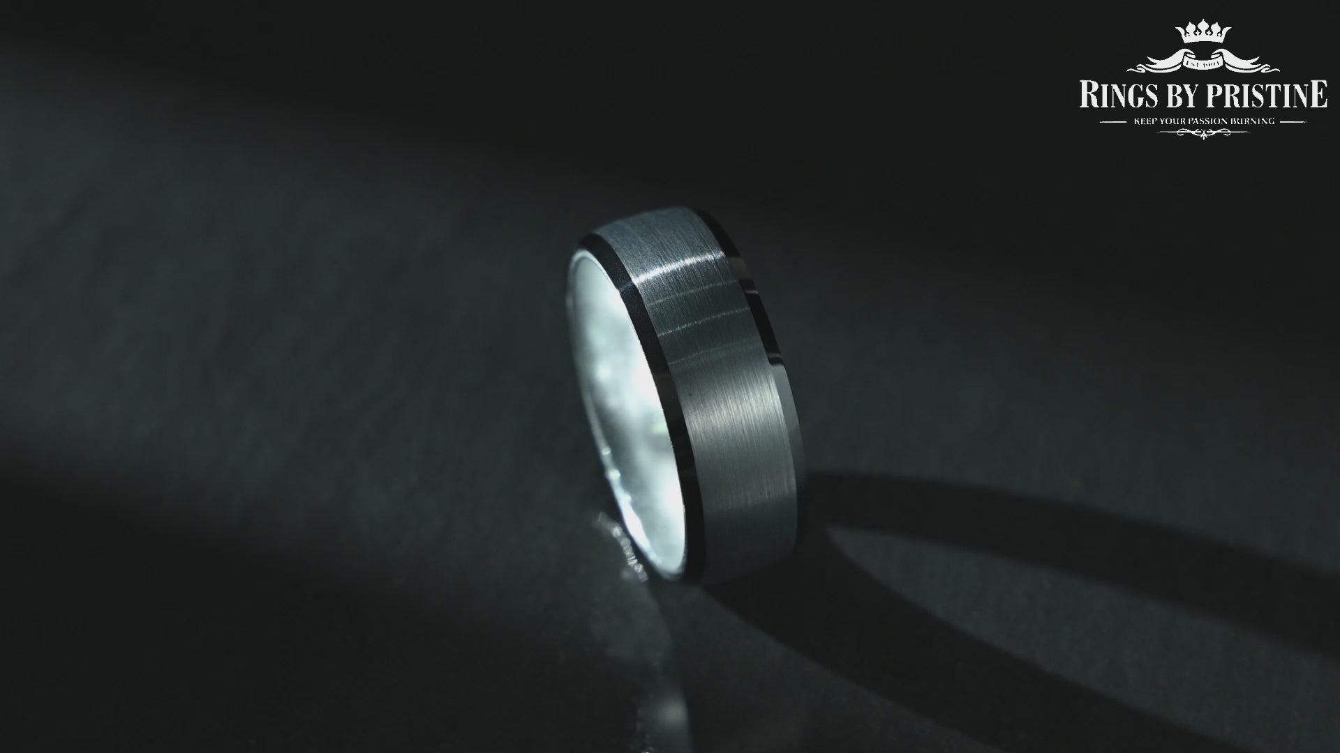 Pristine Passion Silver Interior Tungsten Wedding Band 8MM