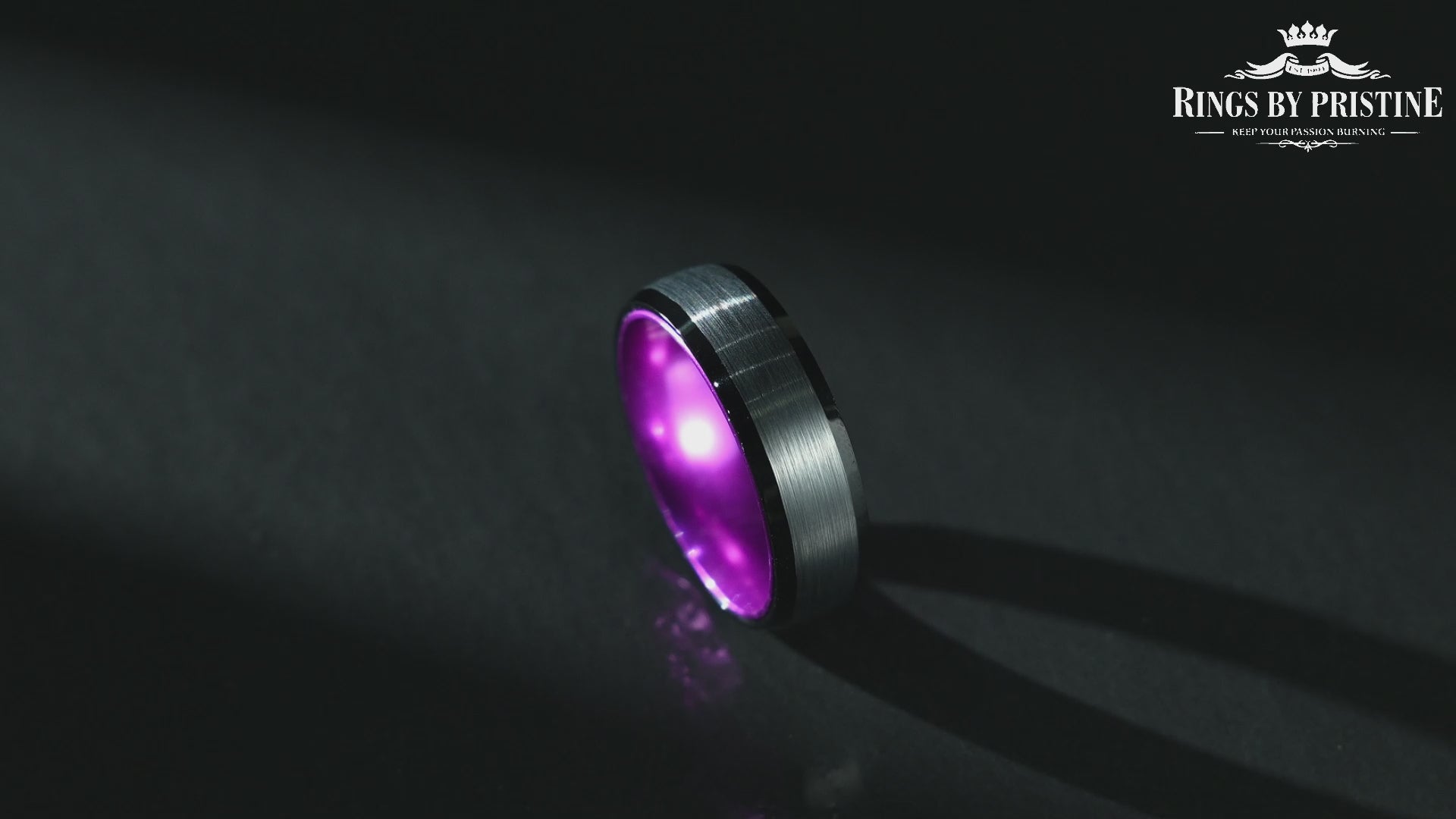 Pristine Passion Purple Interior Tungsten Wedding Band 6MM