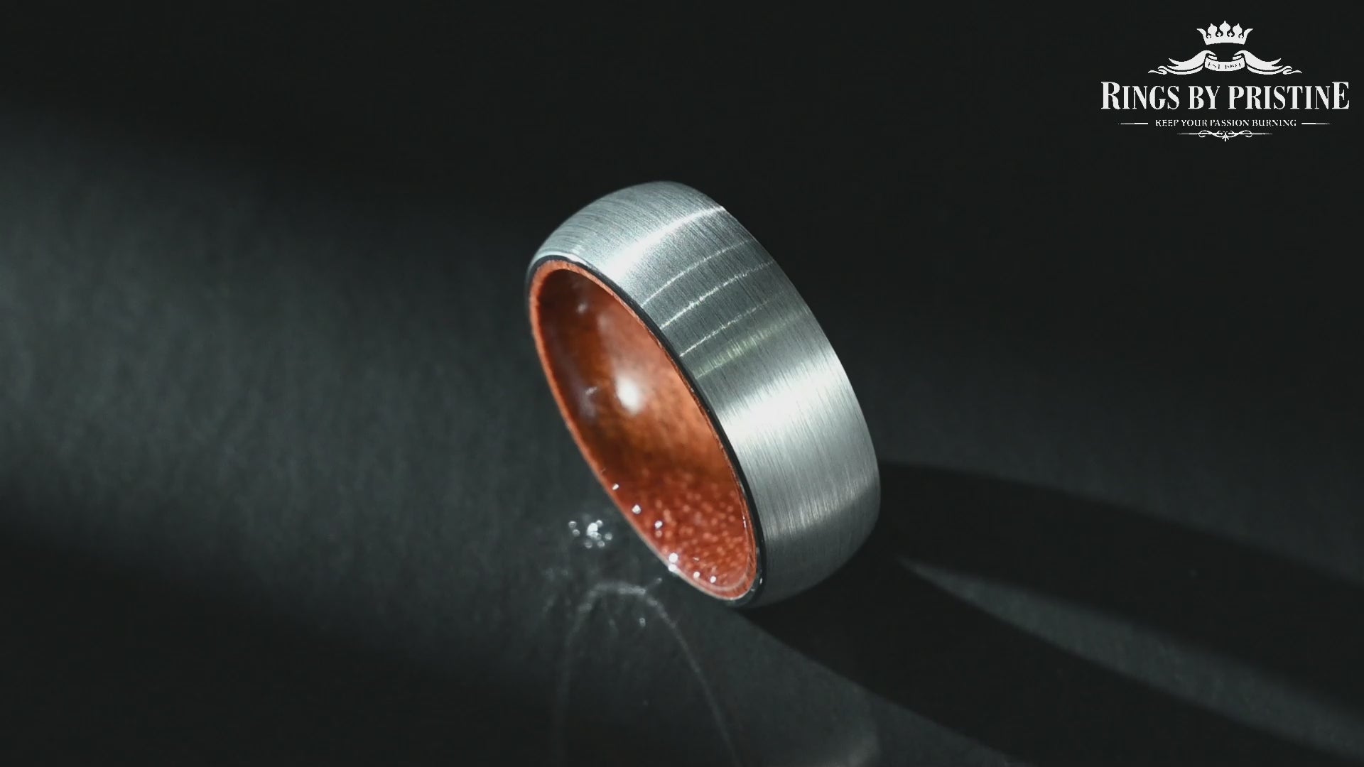 Matte Grey Rounded Titanium Rose Wood Men's Wedding Band 8MM