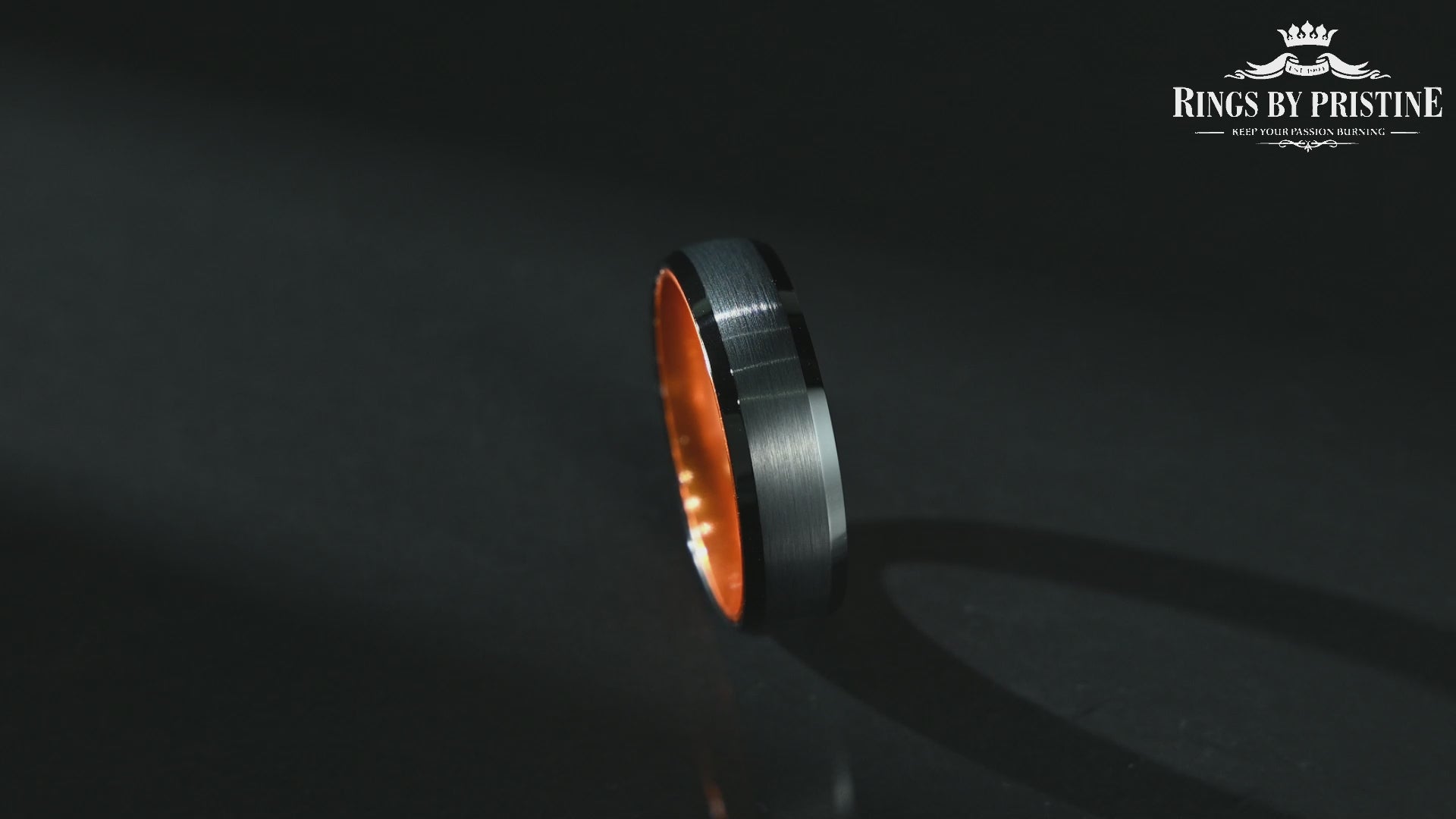 Pristine Passion Orange Interior Tungsten Men's Wedding Band 6MM