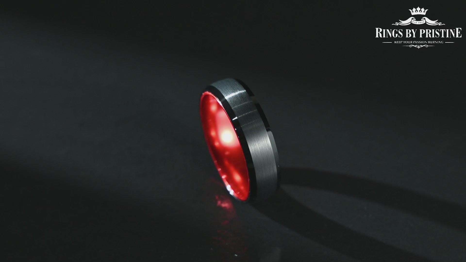 Pristine Passion Red Interior Tungsten Men's Wedding Band 6MM