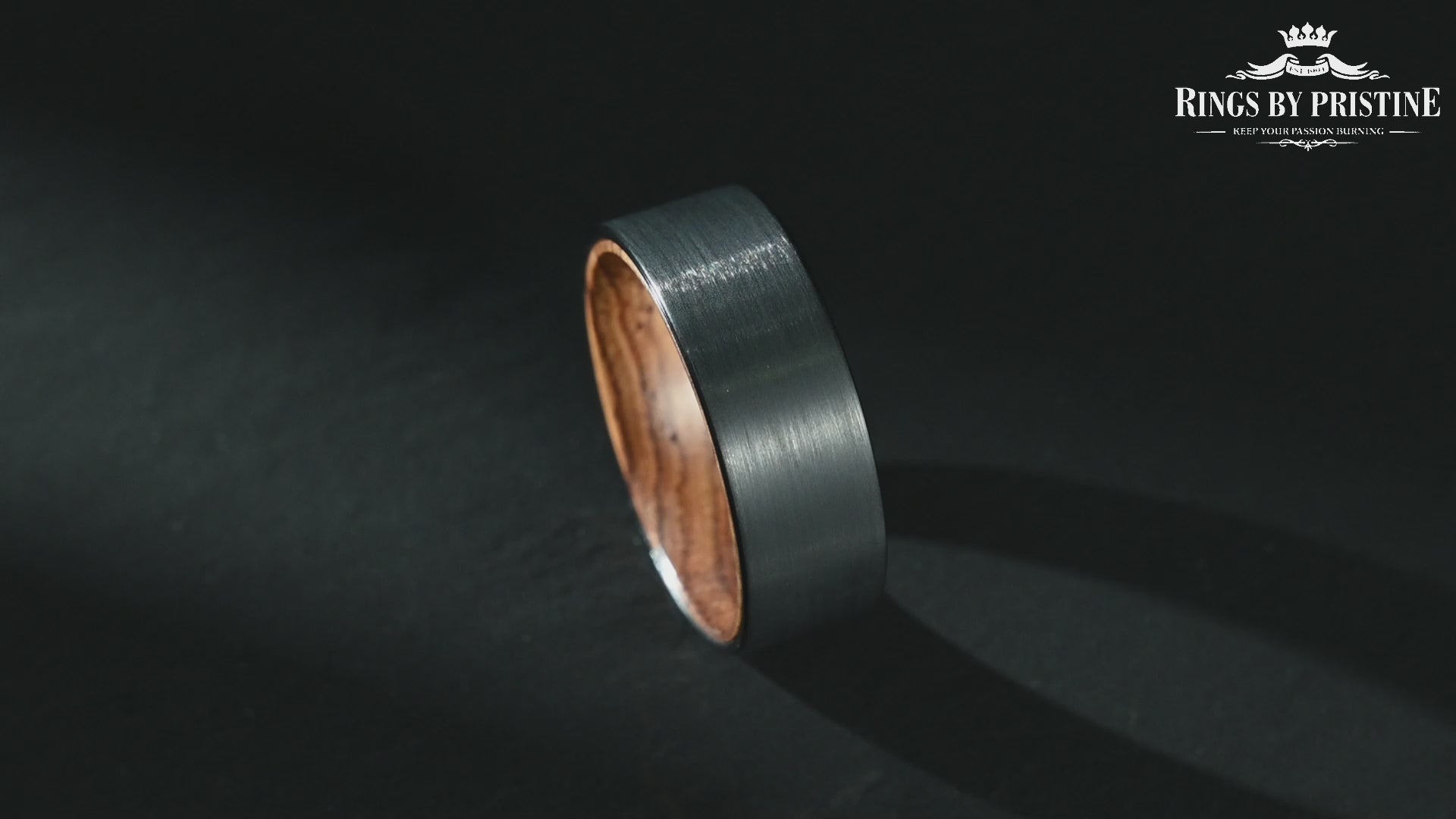 Black Tungsten Zebra Wood Men's Wedding Band 6MM