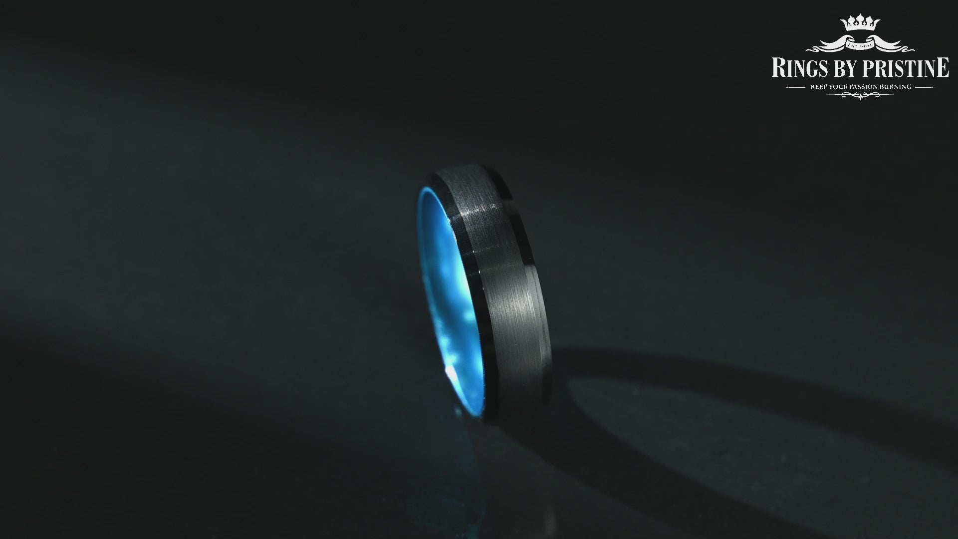 Pristine Passion Blue Interior Tungsten Men's Wedding Band 6MM