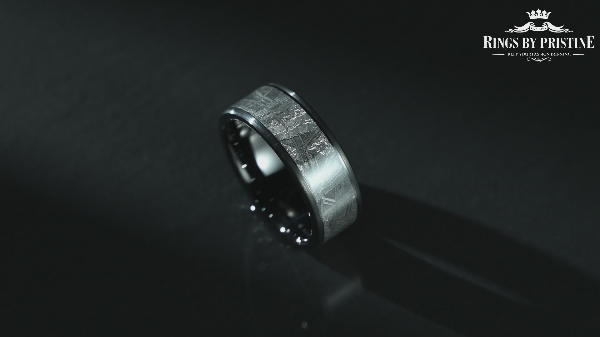 Meteorite Black Tungsten Mens Wedding Ring 8MM
