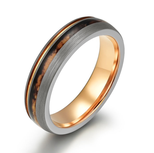 Whiskey Barrel Brushed Tungsten Women's Wedding Band 4MM