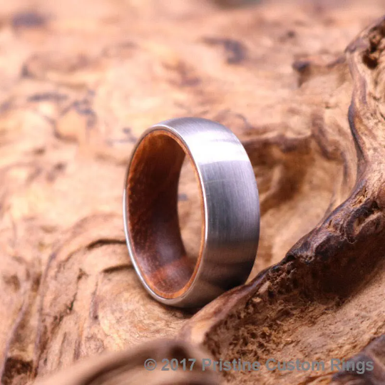 Zebra Wood Tungsten Wedding Band 8MM