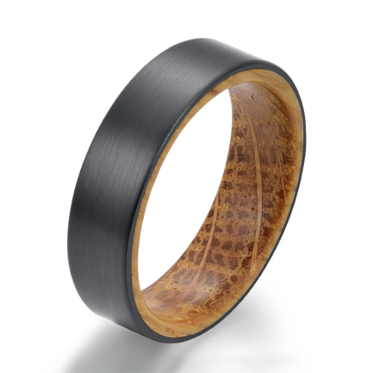 Zirconium Whiskey Barrel Men's Wedding Band 6MM