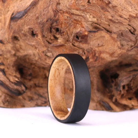 Koa Wood Titanium Men's Wedding Band 6MM