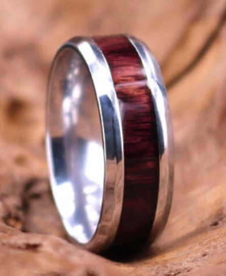 Zebra Wood Titanium Men's Wedding Band 6MM