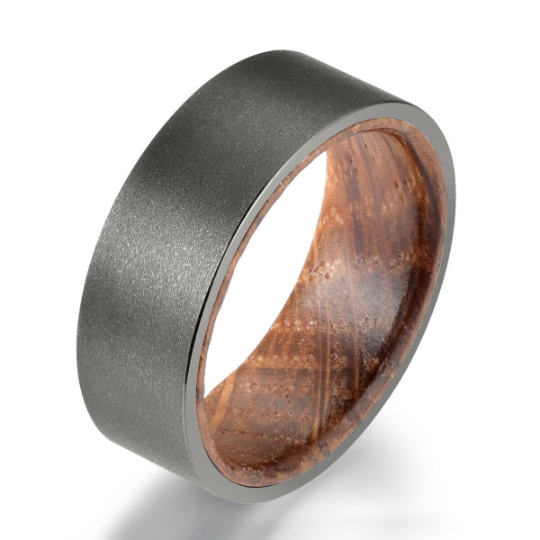 Gun Metal Grey Tungsten Bourbon Whiskey Barrel Men's Wedding Band 8MM