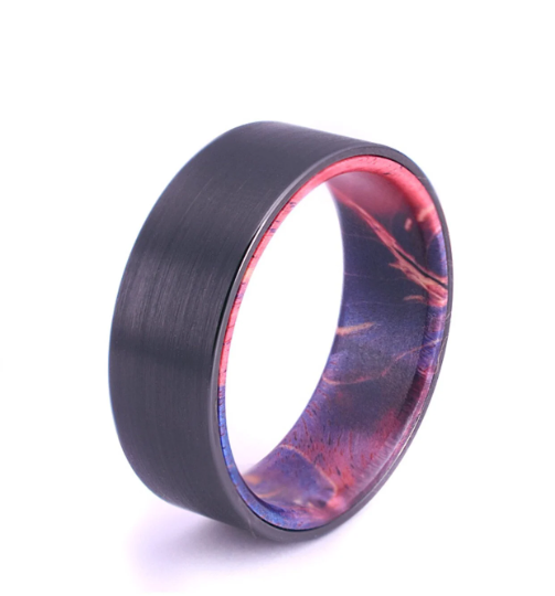 Box Elder Wood Gun Metal Black Tungsten Men's Wedding Band 8MM