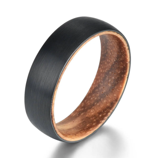 Koa Wood Tungsten Men's Wedding Band 6MM - PRISTINE RINGS