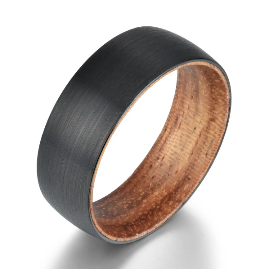 Zebra Wood Tungsten Men's Wedding Band 8MM