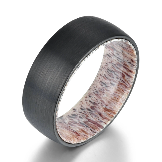 Antler Inlay Tungsten Men's Wedding Band 8MM