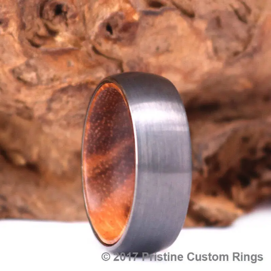 Zebra Wood Tungsten Wedding Band 8MM