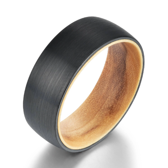 Olive Wood Tungsten Men's Wedding Band 8MM