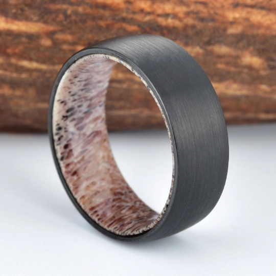 Antler Inlay Tungsten Men's Wedding Band 8MM