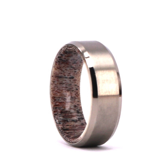 Men's Wedding Band Titanium Antler Comfort Fit 8MM